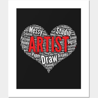 Artist Art Painter Draw Heart Shape Word Cloud graphic Posters and Art